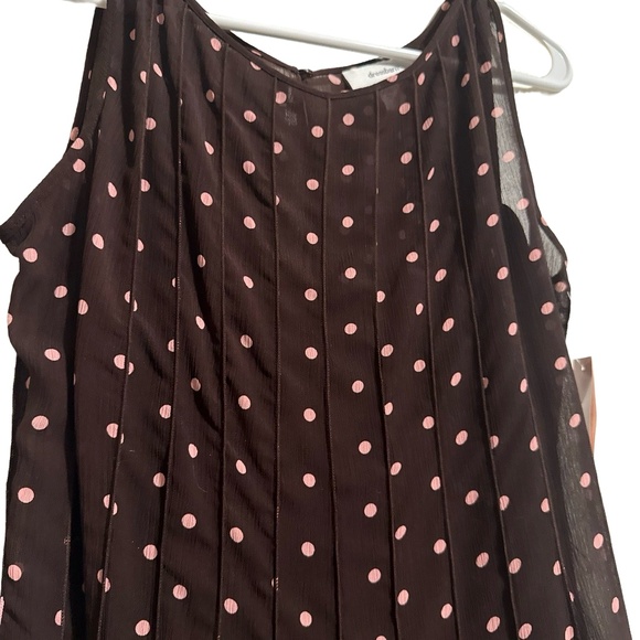 Dressbarn Dress Womens 12 Brown/pink Sleeveless Polka Dot Ruffle Hem ALine - Picture 4 of 8